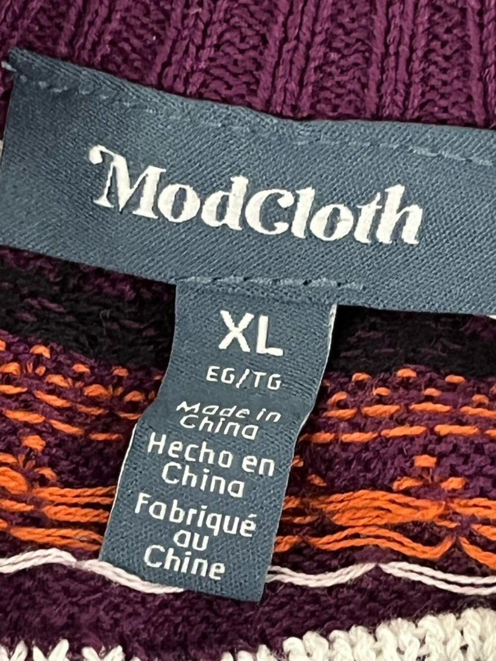 ModCloth Women's XL Ghost Halloween Fair Isle Sweater Purple NWT - Picture 6 of 8